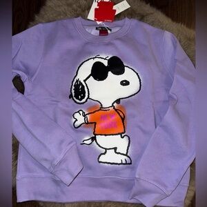 Zara Purple Snoopy Crew Neck Sweater BNTO